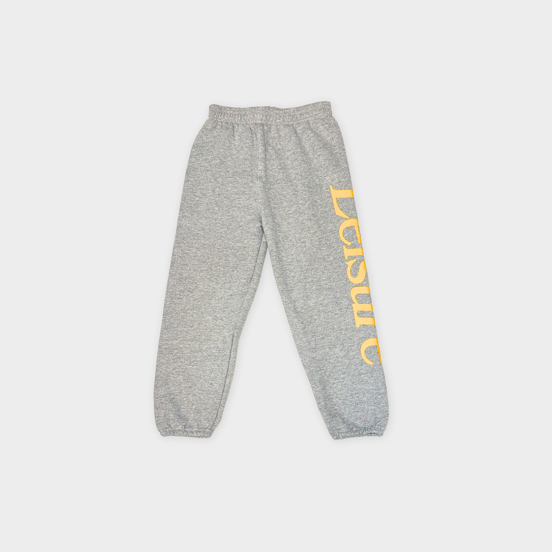 LEISURE LOGO SWEATS - GRAY & GOLD