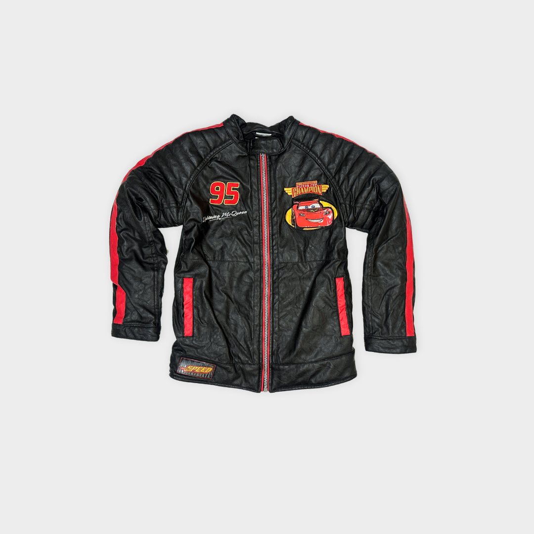 VINTAGE LIGHTNING MCQUEEN FAUX LEATHER RACING JACKET