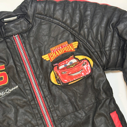 VINTAGE LIGHTNING MCQUEEN FAUX LEATHER RACING JACKET