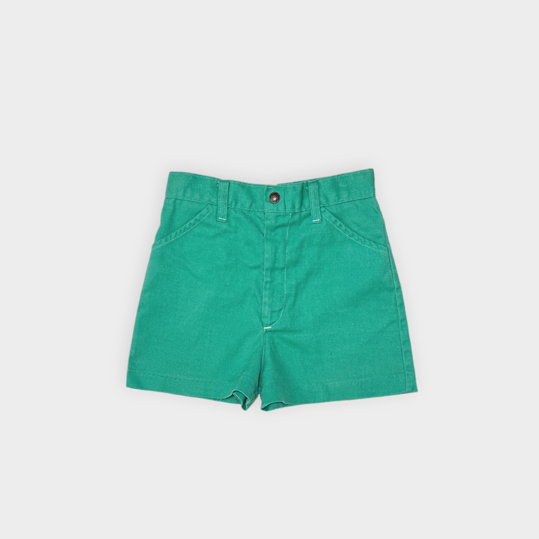 VINTAGE GARANIMALS GREEN DENIM HIGH-WAISTED SHORTS